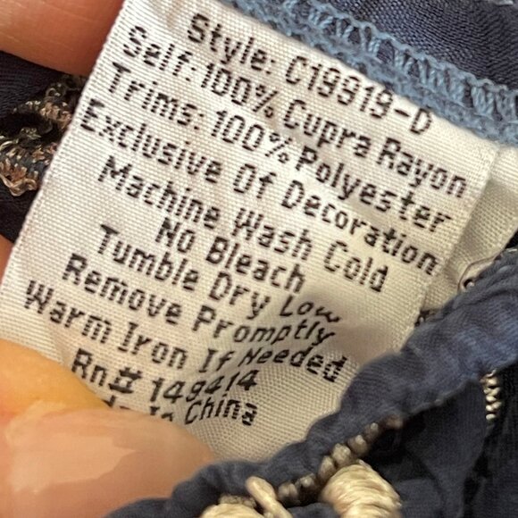 JOHNNY WAS Intricately Embroidered Dark Blue Top: Size Small (Runs LARGE!!) - Picture 8 of 8